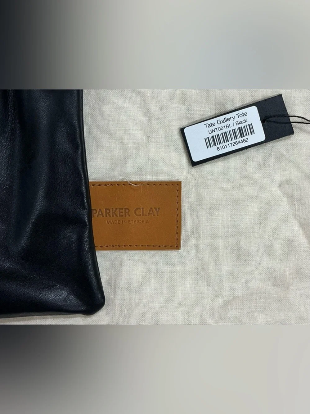 PARKER CLAY Black Leather Tate Gallery Tote  - Minimal Carryall PR10-37